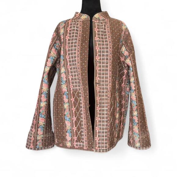 True Vintage Handmade Reversible Patchwork Jacket – Cottagecore Quilted XL - Picture 2 of 8